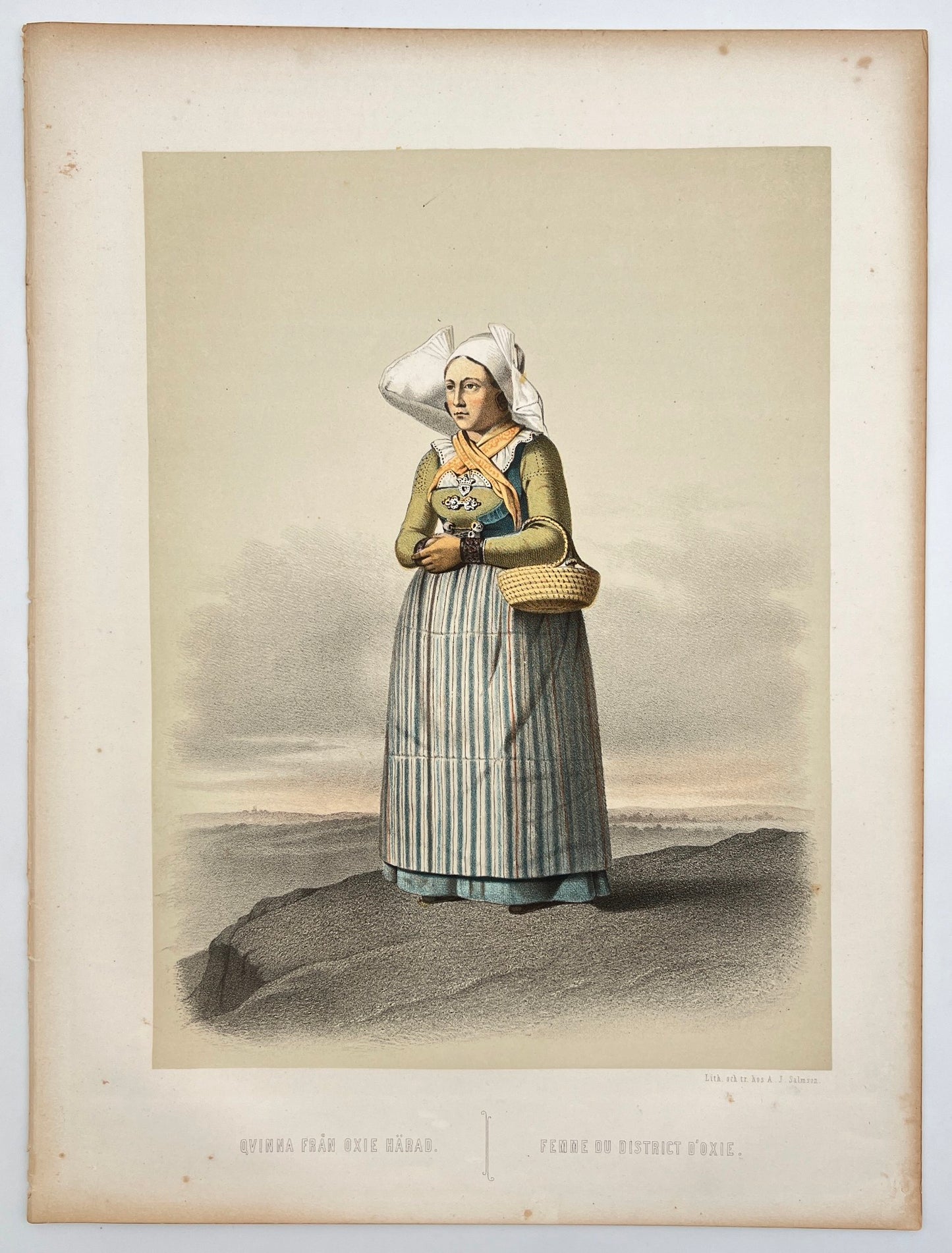 Antique Print - Otto Henrik Wallgren - Woman from Oxie District - Stockholm - C2