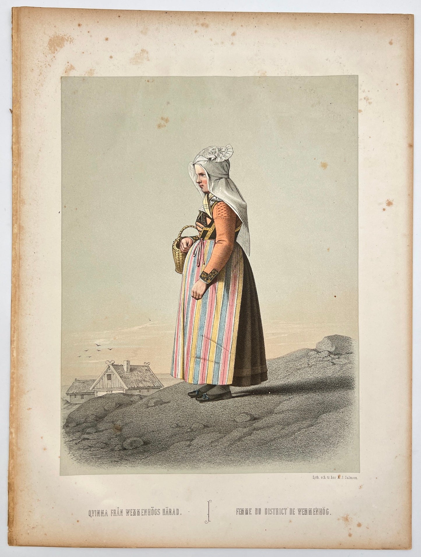 Antique Print - Otto Henrik Wallgren - Woman from Wemmenhög District - C2