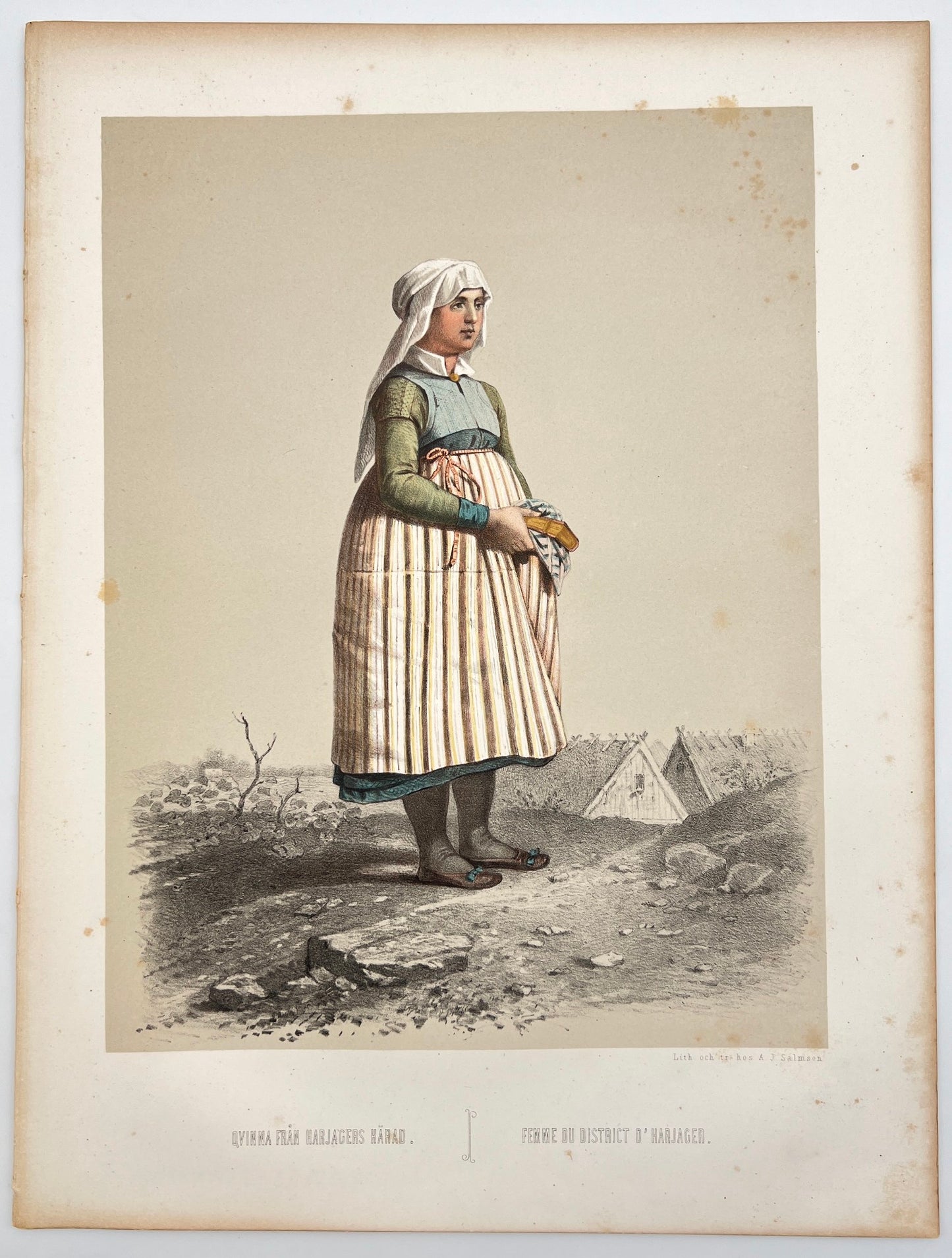 Antique Costume Print - Wallgren - Woman from Wemmenhög District - Swedish - C2