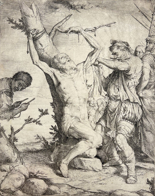 Antique Religious Print - The Martyrdom of Saint Bartholomew - Jusepe de Ribera