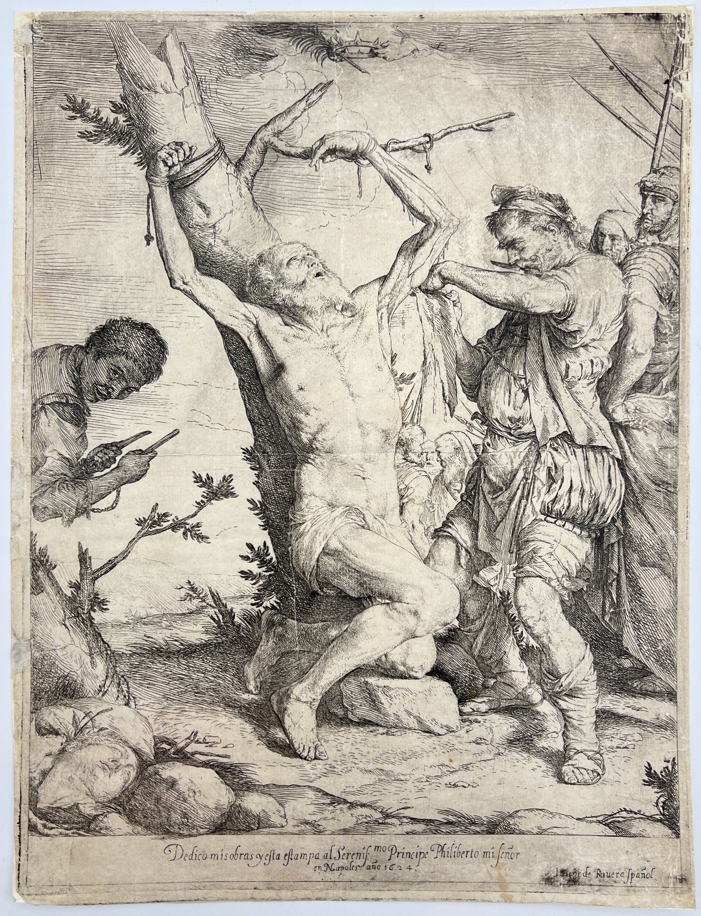 Antique Religious Print - The Martyrdom of Saint Bartholomew - Jusepe de Ribera