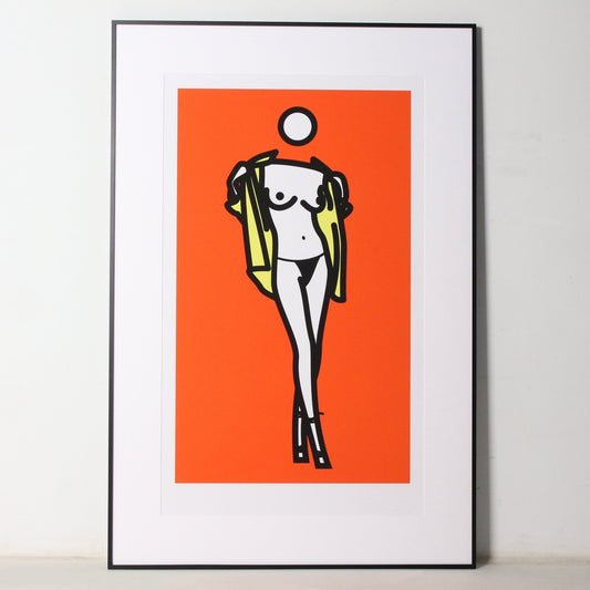 Julian Opie Woman Taking Off Man's Shirt color screen print 2003 Nudes - Dahlströms Fine Art